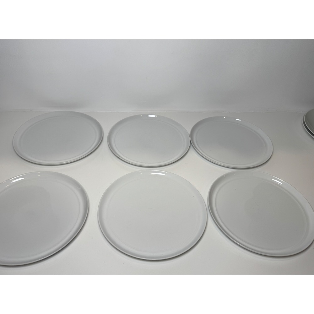 Crate & Barrel Aaron Probyn Hue White 6 Dinner Plates Sz 10.5 Modern Minimalist